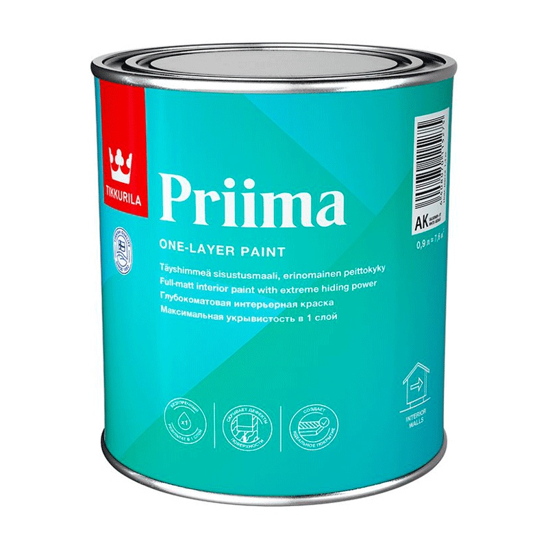 Краска интерьерная Tikkurila Priima A матовая (0,9 л)
